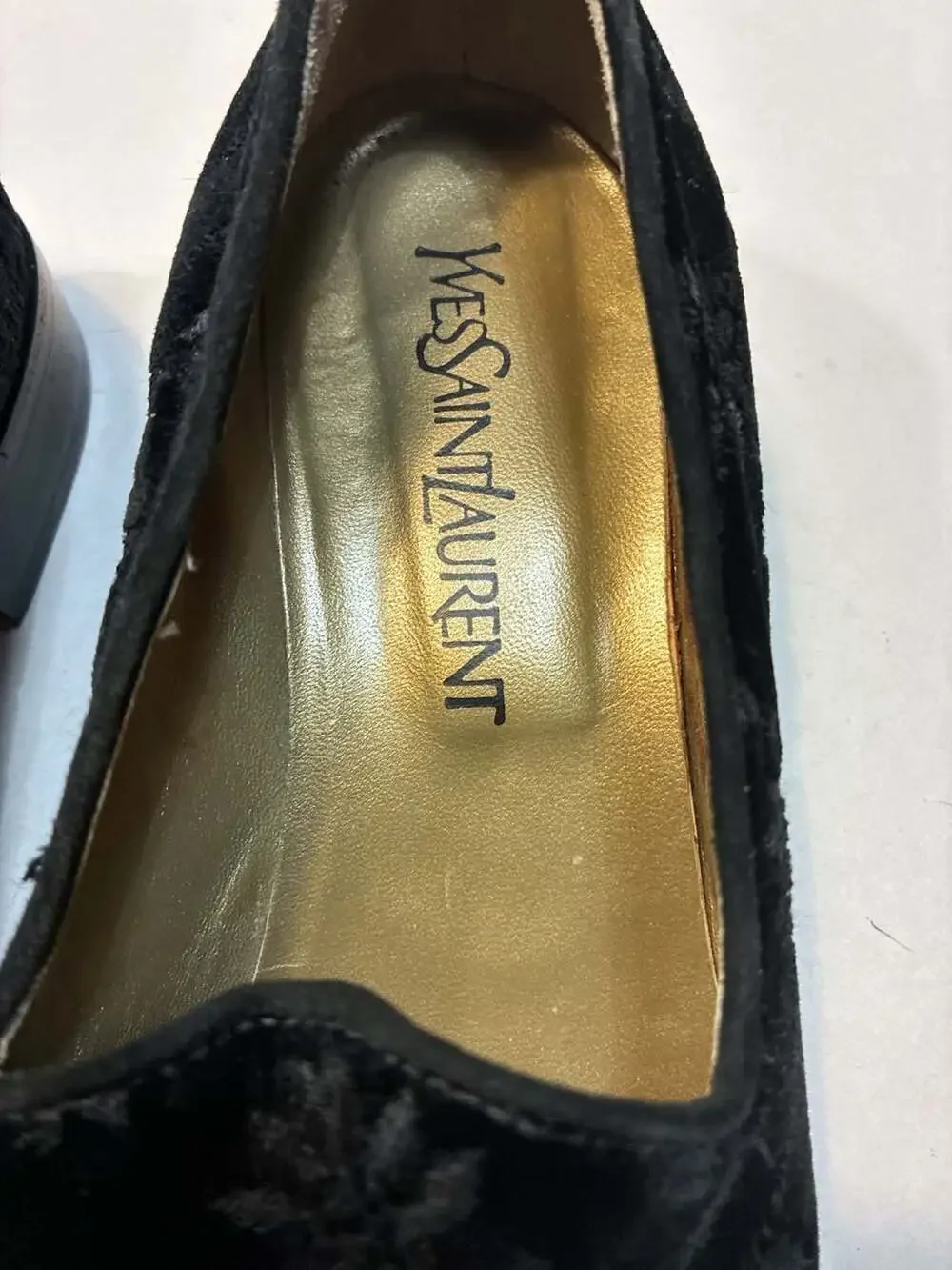 Yves Saint Laurent Black Floral Velvet Loafers Size 9 M